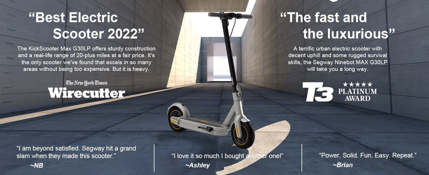 Extended Range E-Scooter for Commuters - Ninebot E2 Pro with Quick Fold, 10" Tires & Powerful Headlight