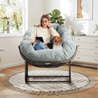 Complete Boho Relaxation Pod Set: Includes Stand, PE Wicker Egg Chair & Thick Pad for Lounging Outdoors