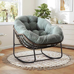Complete Boho Relaxation Pod Set: Includes Stand, PE Wicker Egg Chair & Thick Pad for Lounging Outdoors
