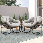 Complete Boho Relaxation Pod Set: Includes Stand, PE Wicker Egg Chair & Thick Pad for Lounging Outdoors