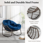 Complete Boho Relaxation Pod Set: Includes Stand, PE Wicker Egg Chair & Thick Pad for Lounging Outdoors