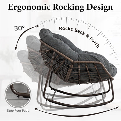 Complete Boho Relaxation Pod Set: Includes Stand, PE Wicker Egg Chair & Thick Pad for Lounging Outdoors
