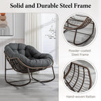 Complete Boho Relaxation Pod Set: Includes Stand, PE Wicker Egg Chair & Thick Pad for Lounging Outdoors