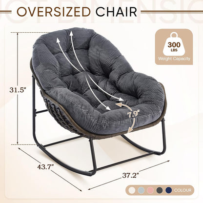 Complete Boho Relaxation Pod Set: Includes Stand, PE Wicker Egg Chair & Thick Pad for Lounging Outdoors