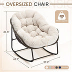 Complete Boho Relaxation Pod Set: Includes Stand, PE Wicker Egg Chair & Thick Pad for Lounging Outdoors