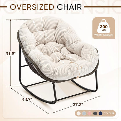 Complete Boho Relaxation Pod Set: Includes Stand, PE Wicker Egg Chair & Thick Pad for Lounging Outdoors