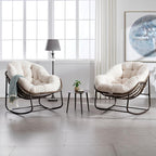 Complete Boho Relaxation Pod Set: Includes Stand, PE Wicker Egg Chair & Thick Pad for Lounging Outdoors