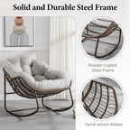 Complete Boho Relaxation Pod Set: Includes Stand, PE Wicker Egg Chair & Thick Pad for Lounging Outdoors