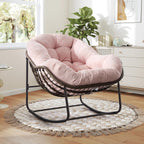 Complete Boho Relaxation Pod Set: Includes Stand, PE Wicker Egg Chair & Thick Pad for Lounging Outdoors