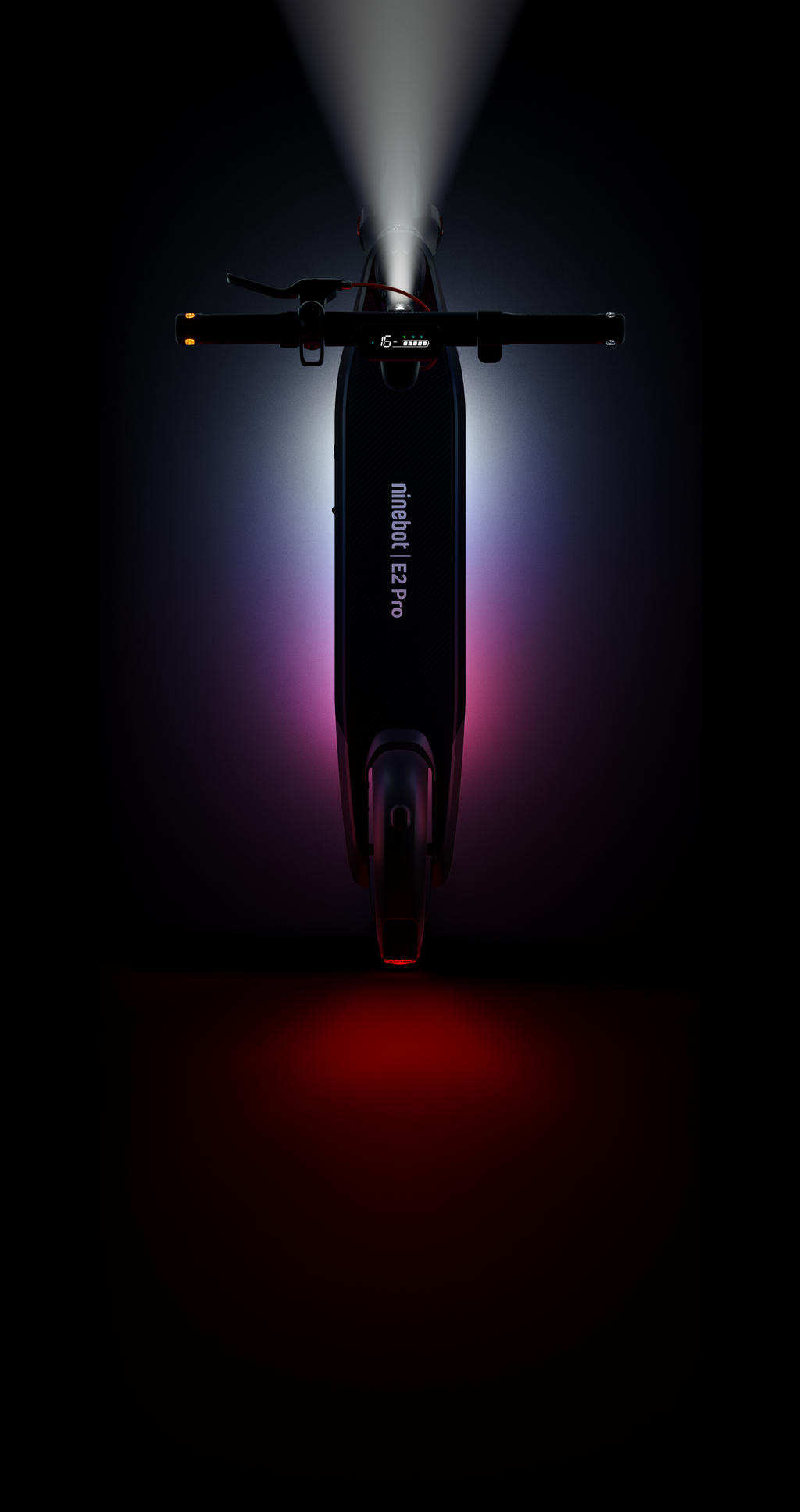 Extended Range E-Scooter for Commuters - Ninebot E2 Pro with Quick Fold, 10" Tires & Powerful Headlight