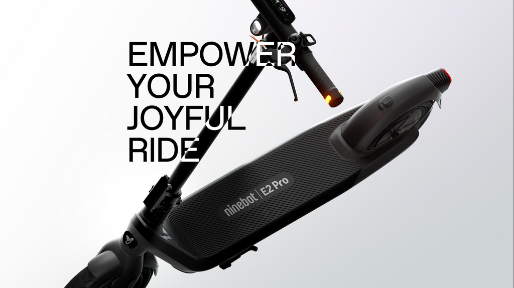 Extended Range E-Scooter for Commuters - Ninebot E2 Pro with Quick Fold, 10" Tires & Powerful Headlight