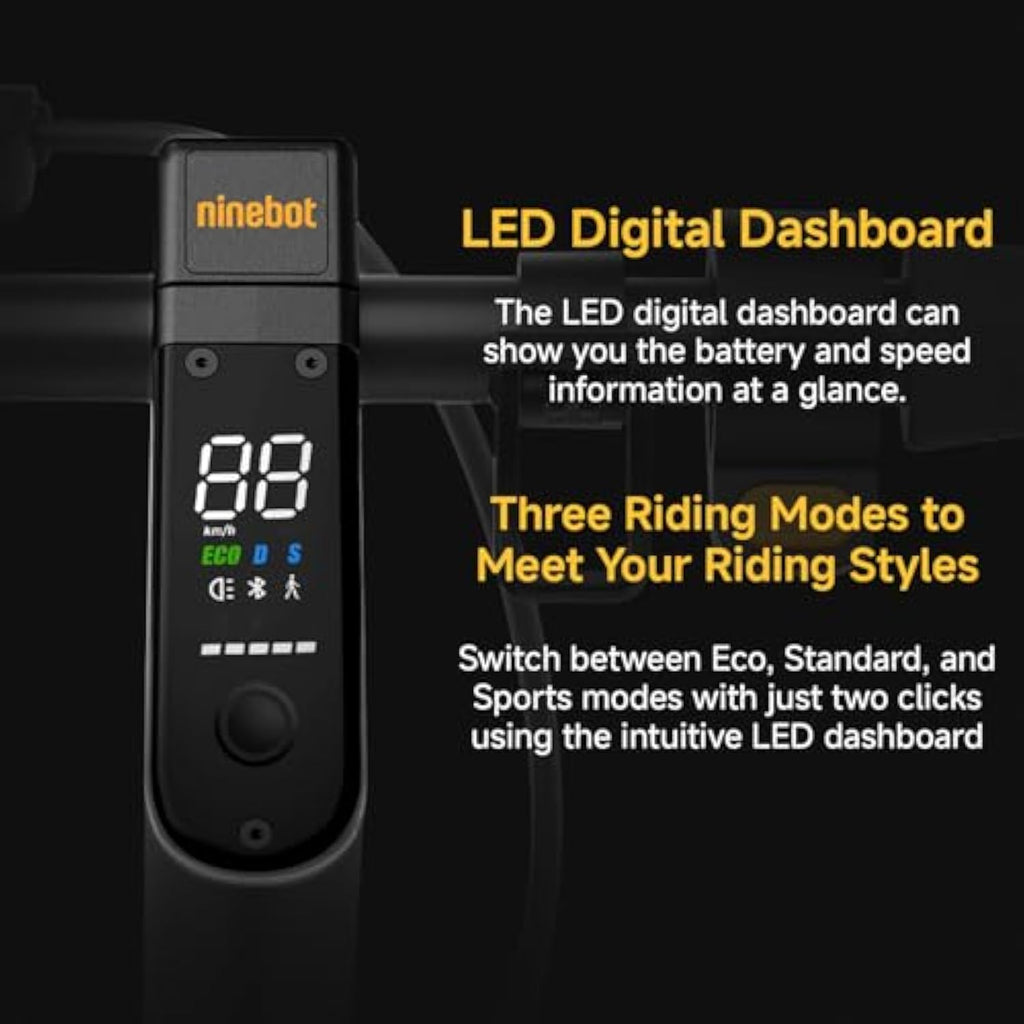 Extended Range E-Scooter for Commuters - Ninebot E2 Pro with Quick Fold, 10" Tires & Powerful Headlight